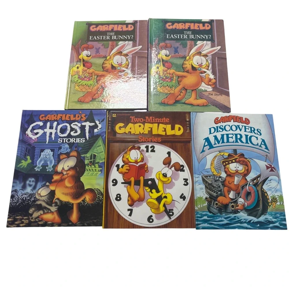 Garfield Vintage Book Lot of 5 Ghost Stories Easter Bunny Discovers America 80s
